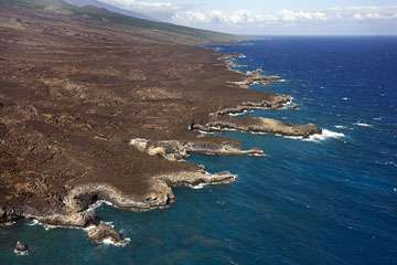 an aerial photograph of a Hawaiian shoreline