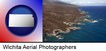 an aerial photograph of a Hawaiian shoreline in Wichita, KS